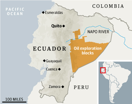 Ecuador kiaknázatlan olajlelőhelyei az őserdő alatt (Forrás: Guardian)